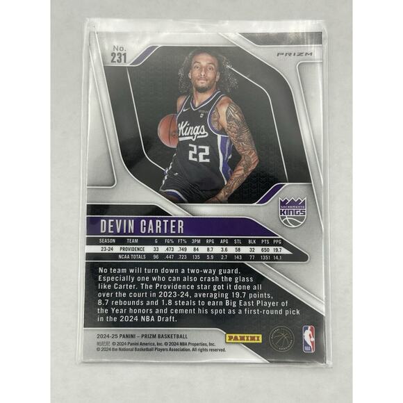 2024-25 Panini Prizm Devin Carter RC Choice Blue Yellow and Green #231 Kings - Picture 2 of 2